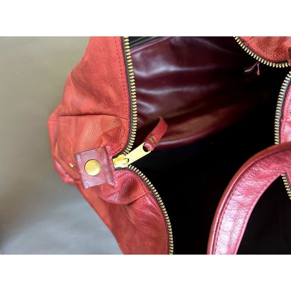95 Killers Deep Red Genuine Leather Tote/Duffle Bag - Picture 8 of 8